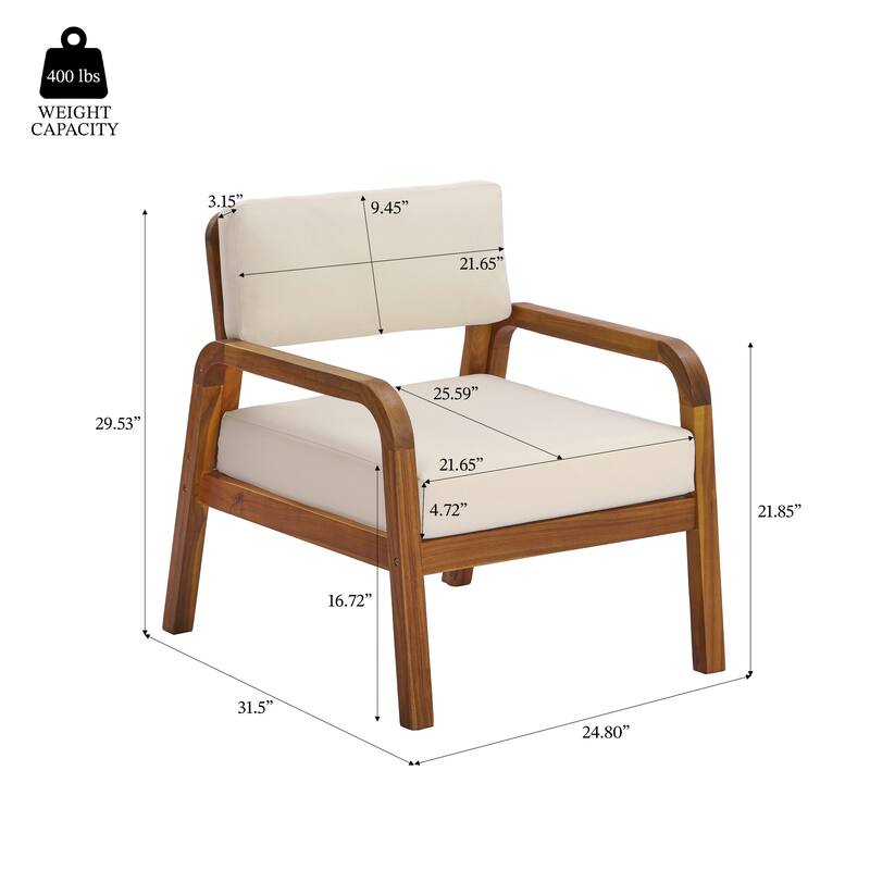 Christopher Knight Home - Solid Acacia Wood Outdoor Patio 4-Piece Sofa Set with Cushions