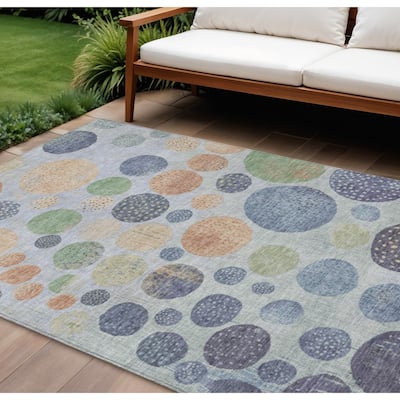 HomeRoots Geometric Transitional Rectangle Outdoor Rug