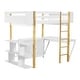 preview thumbnail 10 of 18, White Full Size Solid Wood Loft Bed with Storage Cabinet & Desk