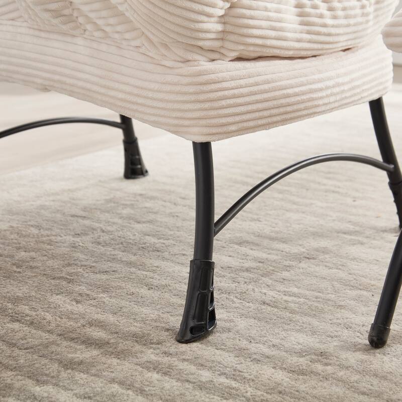 Cotton Lounge Chair with Ottoman