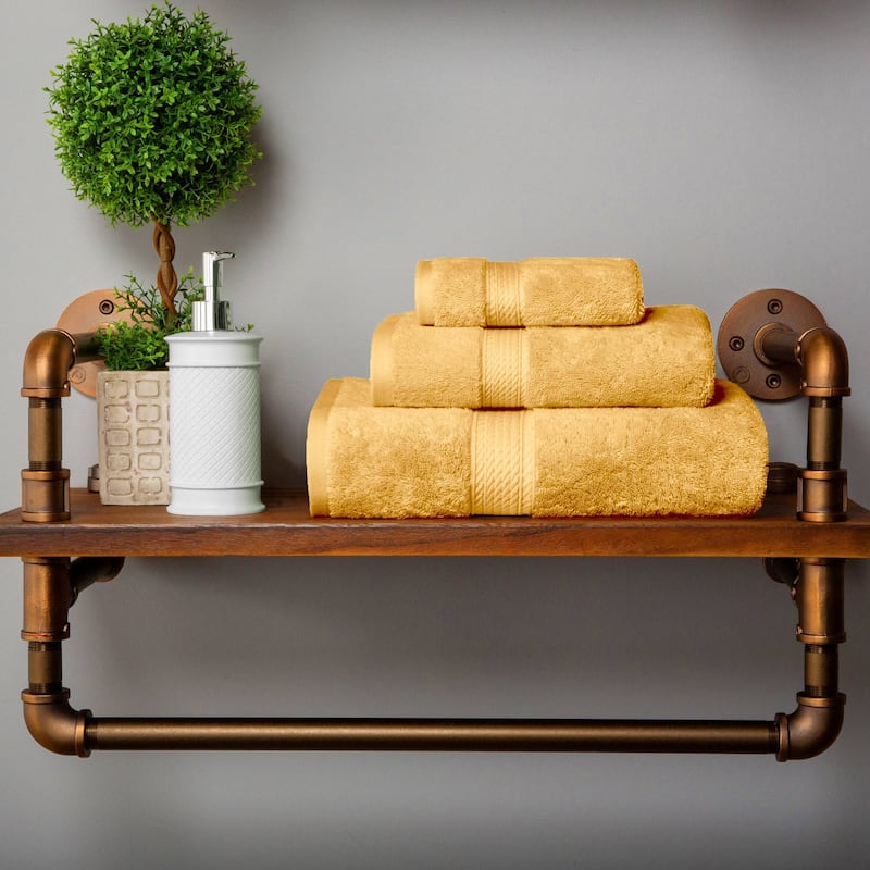 Superior Egyptian Cotton Pile Heavyweight 3-Piece Towel Set - Gold