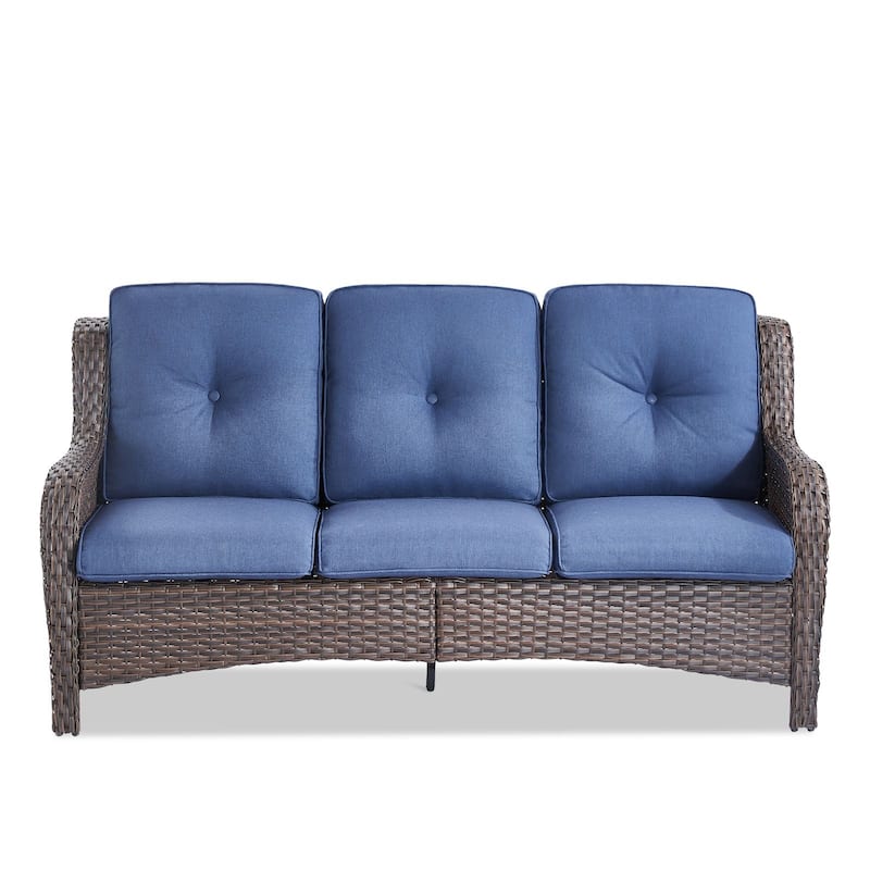Gymojoy Outdoor Wicker Sofa Patio Rattan Wicker Furniture Cushion Sofa