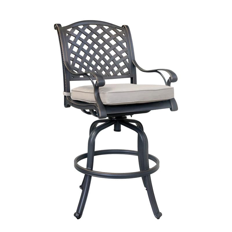 Ventura Cast Aluminum Bar Stool with Cushion (Set of 2)