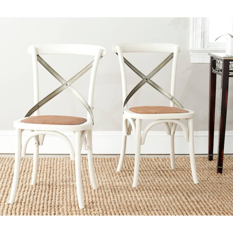 SAFAVIEH Lazzat x-Back Antique White Dining Chair (Set of 2) - 20"Wx21"Dx35"H - Antique White