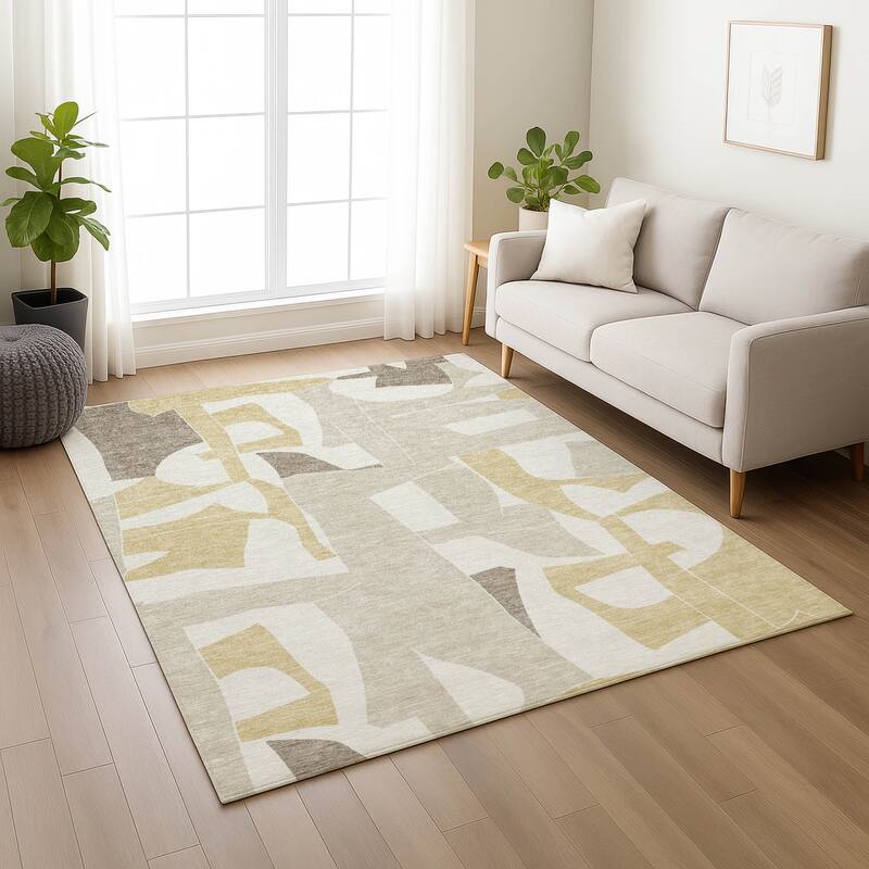 Machine Washable Indoor/ Outdoor Modern Crestone Chantille Rug