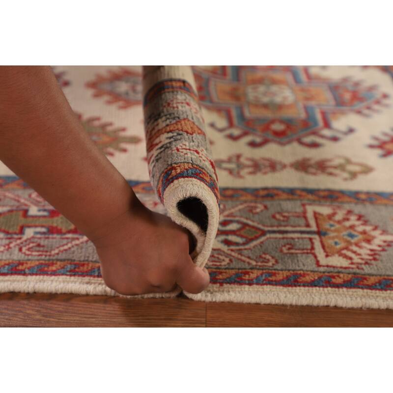 Kazak Oriental Accent Rug Handmade Beige Wool Carpet - 3'3"x 5'1"
