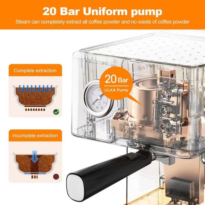 20 Cup Stainless Steel SemiAutomatic Espresso Machine with Pressure Gauge and Milk Frother