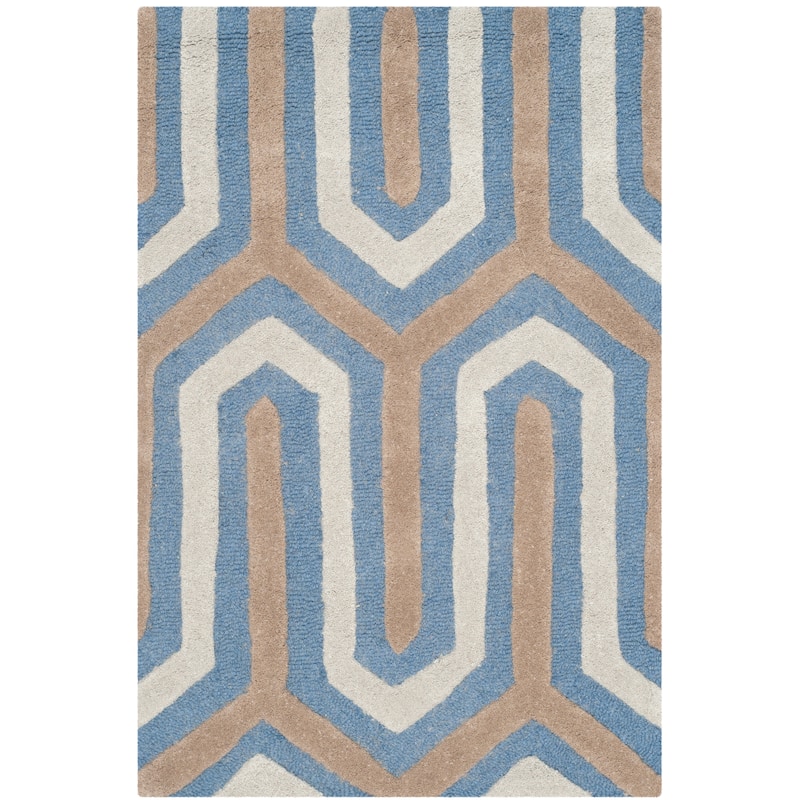 SAFAVIEH, Handmade Cambridge Faiza Modern Moroccan Wool Rug - 2' x 3' - Navy/Grey
