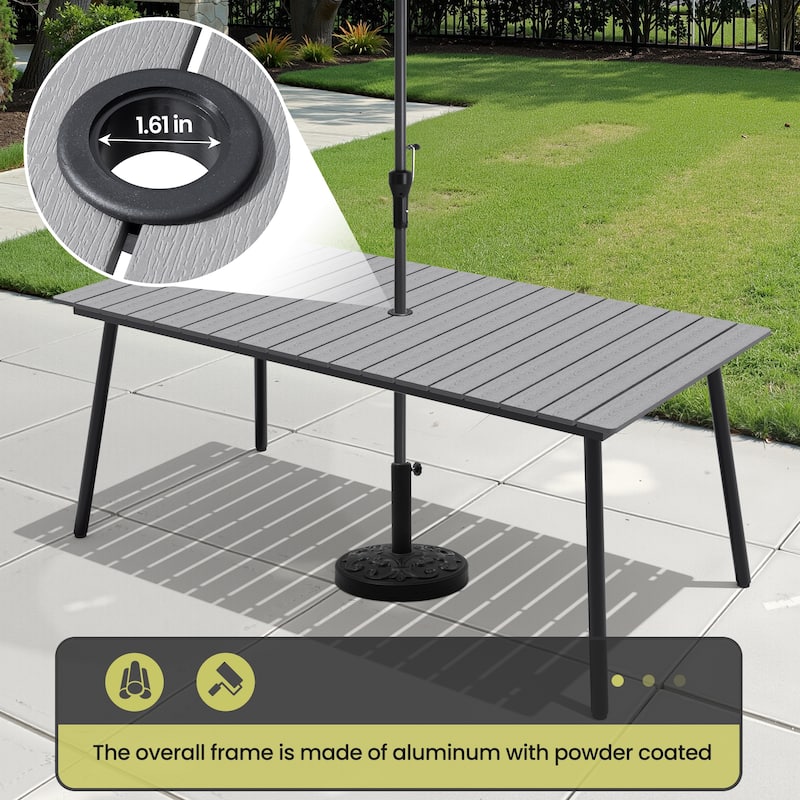 7/9-Piece Outdoor Patio Dining Set Aluminum Rectangular Dining Table and Folding Chairs