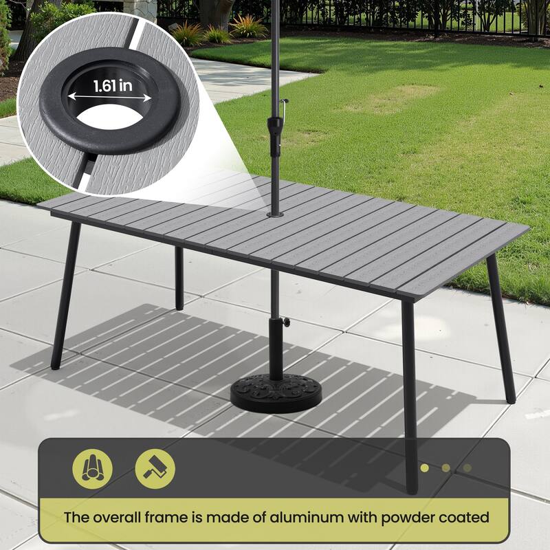 9/11-piece Outdoor Dining Set w/ Umbrella and Base Aluminum Dining Table and PE Rattan Wicker Chairs