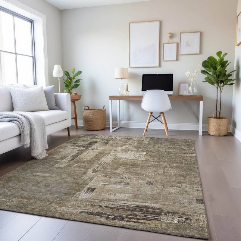 Premium Washable Super Soft Abstract Glam Mayfield Rug - Mocha - 8' x 10'