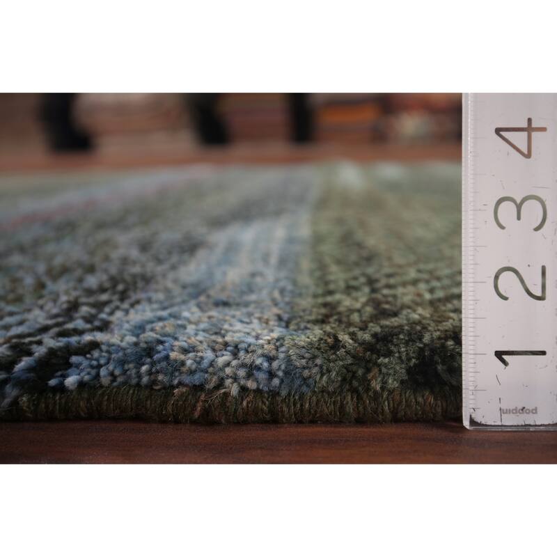 Green Gabbeh Persian Area Rug Handmade Wool Carpet - 4'7"x 10'0"