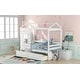 preview thumbnail 12 of 10, Twin House Bed with Drawers & Guardrails - Sturdy Wooden Frame for Kids