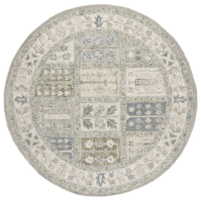 SAFAVIEH Handmade Metro Serenella Wool Rug - 6' Round - Grey/Beige