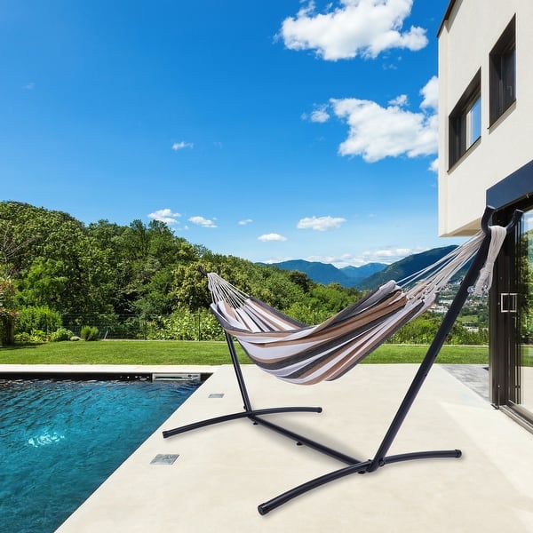 slide 1 of 16, Double Classic Striped Hammock chair