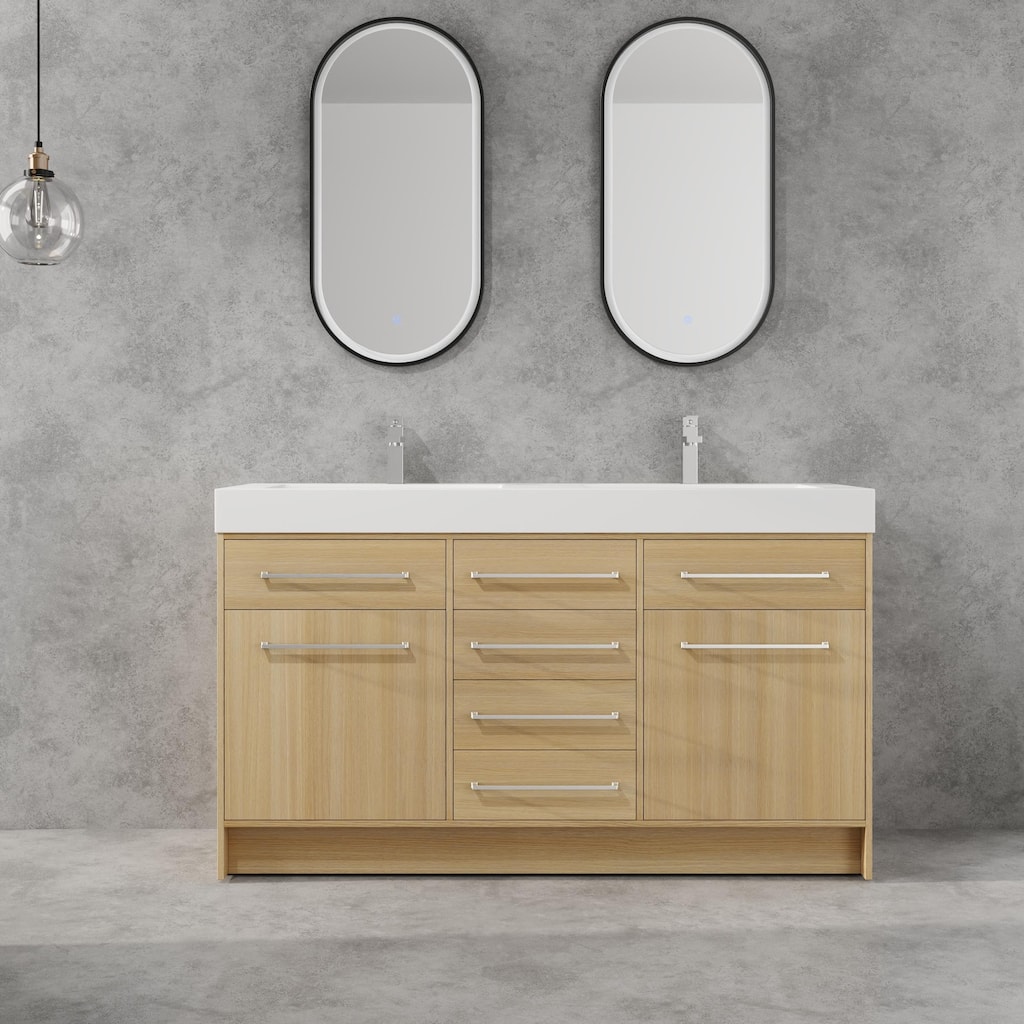 BNK 48''/60'' Bathroom Vanity With Sink, Freestanding Bathroom Vanity with 6 Drawers and 2 Soft Close Doors