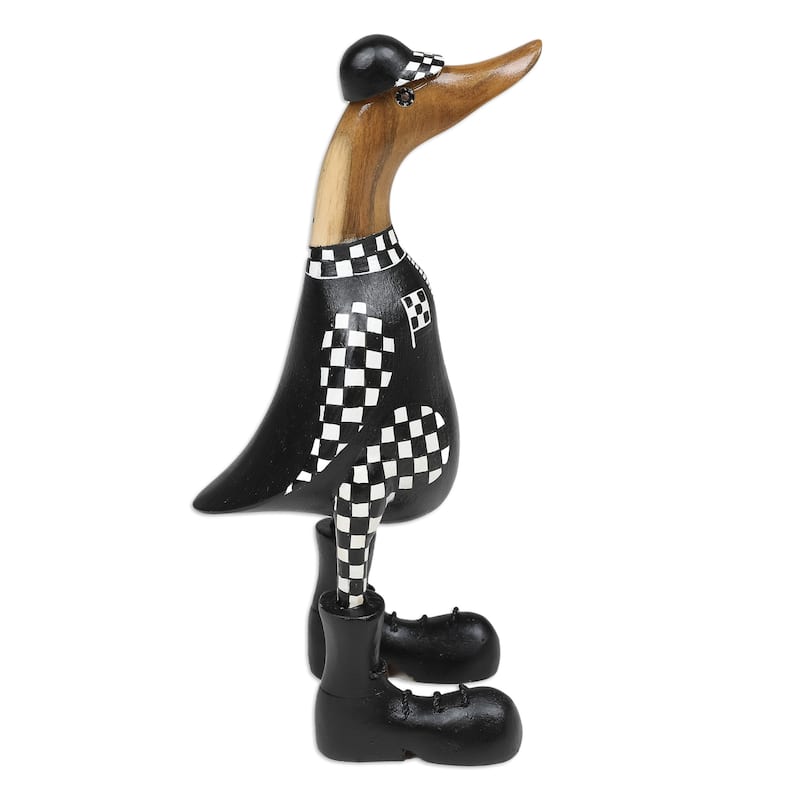 Novica Handmade Racing Duck Bamboo Root And Teak Wood Figurine