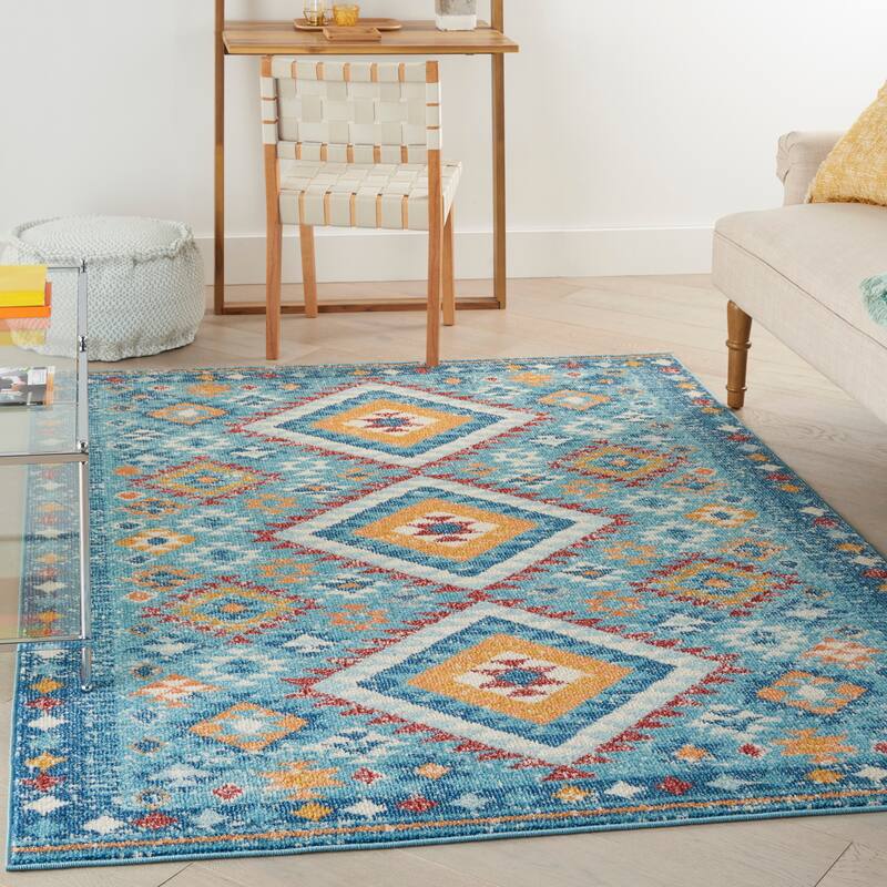 Nourison Passion Modern Boho Tribal Area Rug - 3'9" x 5'9" - Blue/Multicolor