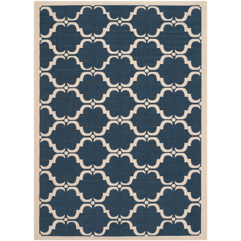 SAFAVIEH Courtyard Charleen Indoor/ Outdoor Waterproof Patio Backyard Rug - 5'3" x 7'7" - Navy/Beige