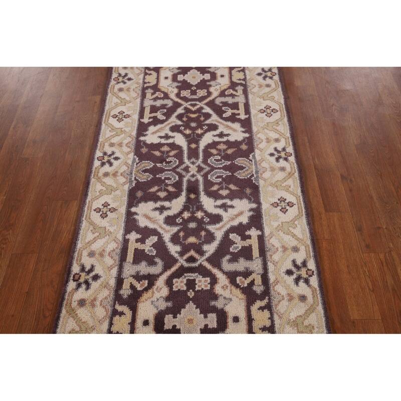 Oushak Indian Runner Rug Hand-Knotted Transitional Wool Carpet - 2'6" x 9'11"