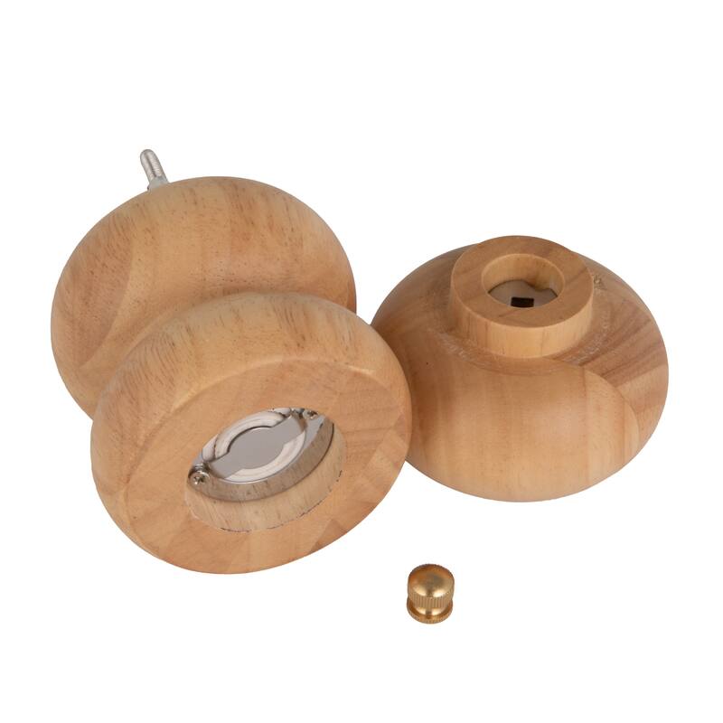 Rubberwood Salt and Pepper Mill - 3.0"L x 3.0"W x 5.13"H