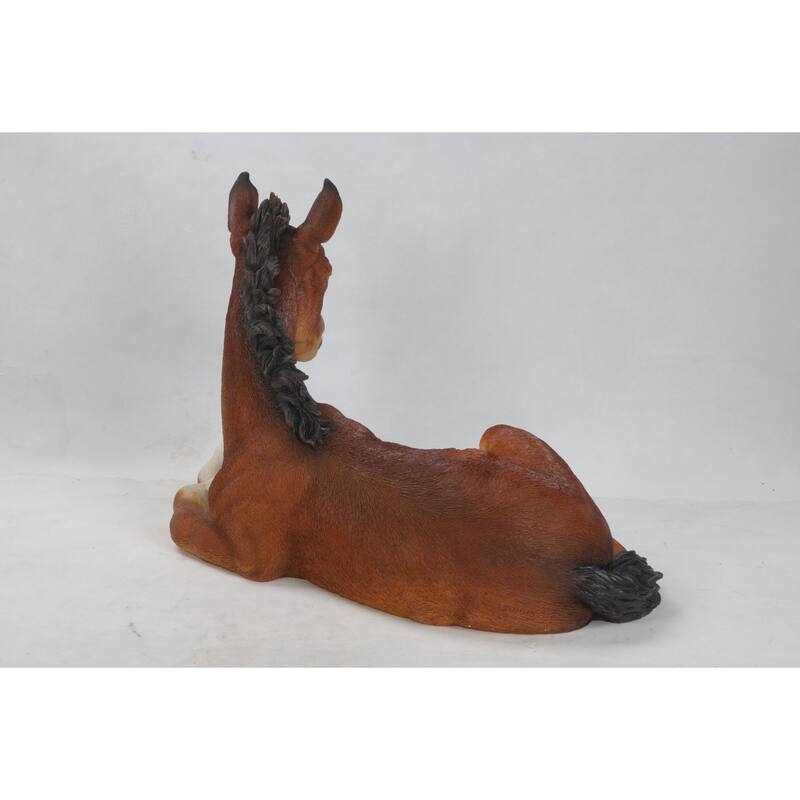Horse Colt Laying Down Outdoor Garden Statue - 23.5"