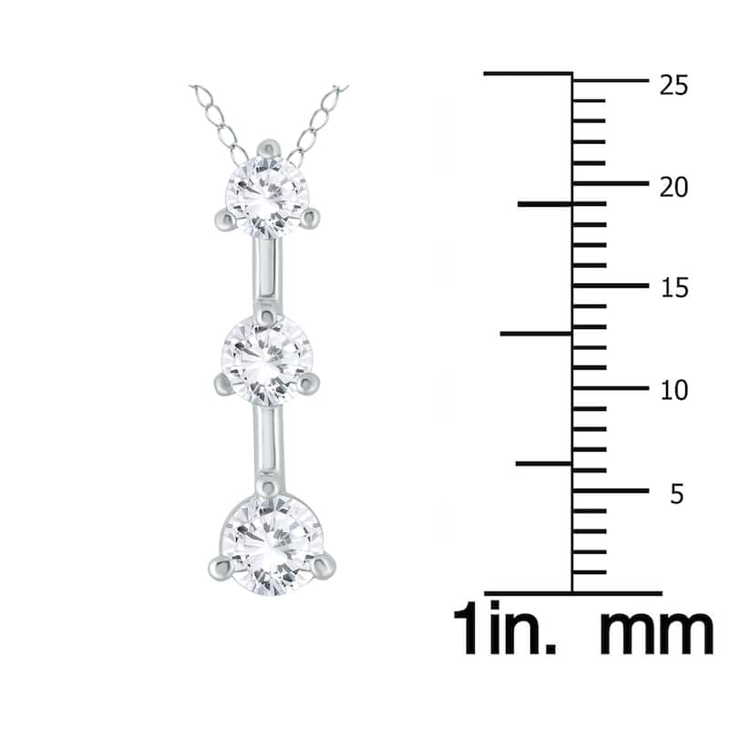 Marquee 14k White Gold 1ct TDW Diamond 3-stone Drop Pendant
