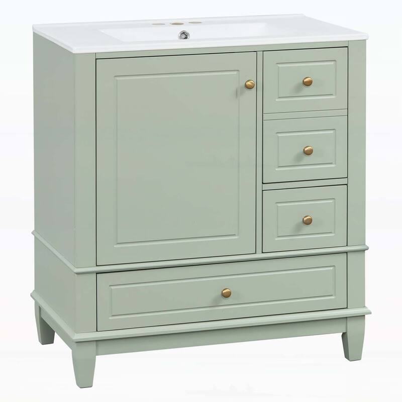 Freestanding Vanity Set with Shelf and Three Drawers,Soft Close Door