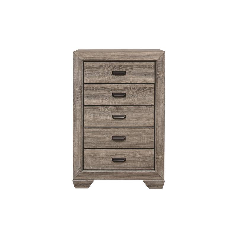 Valli 3 Piece Light Elm Modern Rustic Panel Bedroom Set