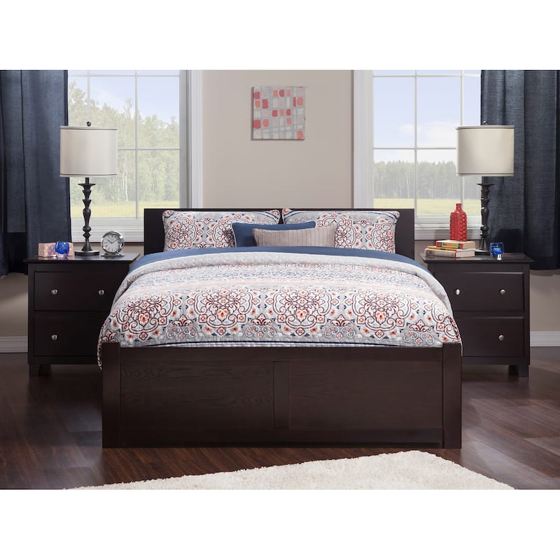 Orlando King Platform Bed with Footboard and 2 Drawers in Espresso