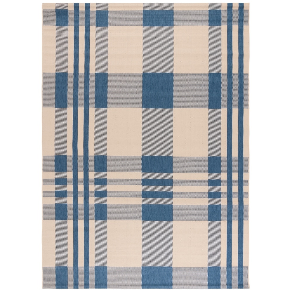 SAFAVIEH Courtyard Oriole Plaid Indoor/ Outdoor Waterproof Patio Backyard.