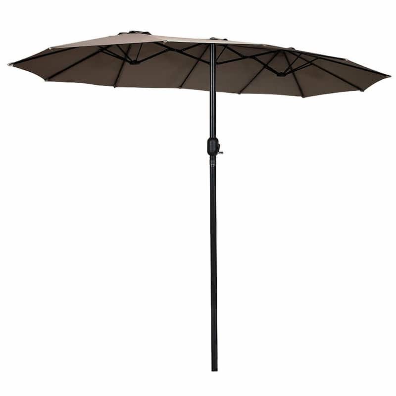15' Twin Patio Umbrella Double-Sided Outdoor Market Umbrella without Base - 15' x 9.0' x 8' (L x W x H)