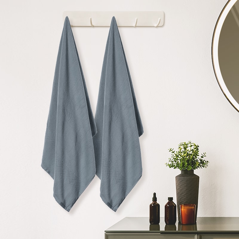 2 Pack Textured Comfort Bath Towels, Absorbent and Quick Dry, Large Plush Towels for Bathroom 28" x 56"
