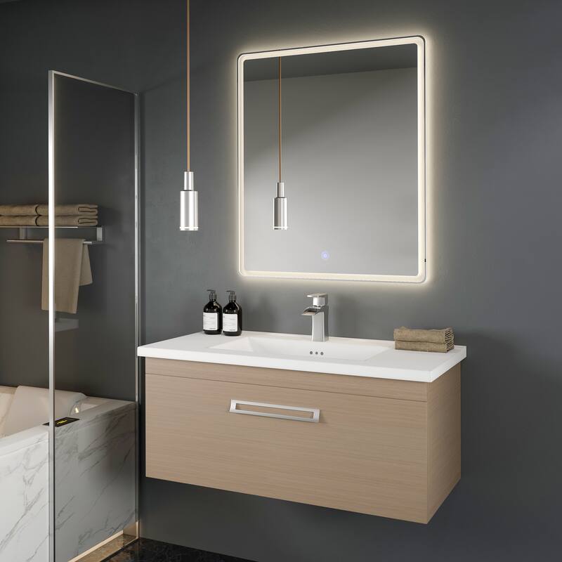 Eviva Velari 36" x 42" Rectangular Frameless Mirror - Clear