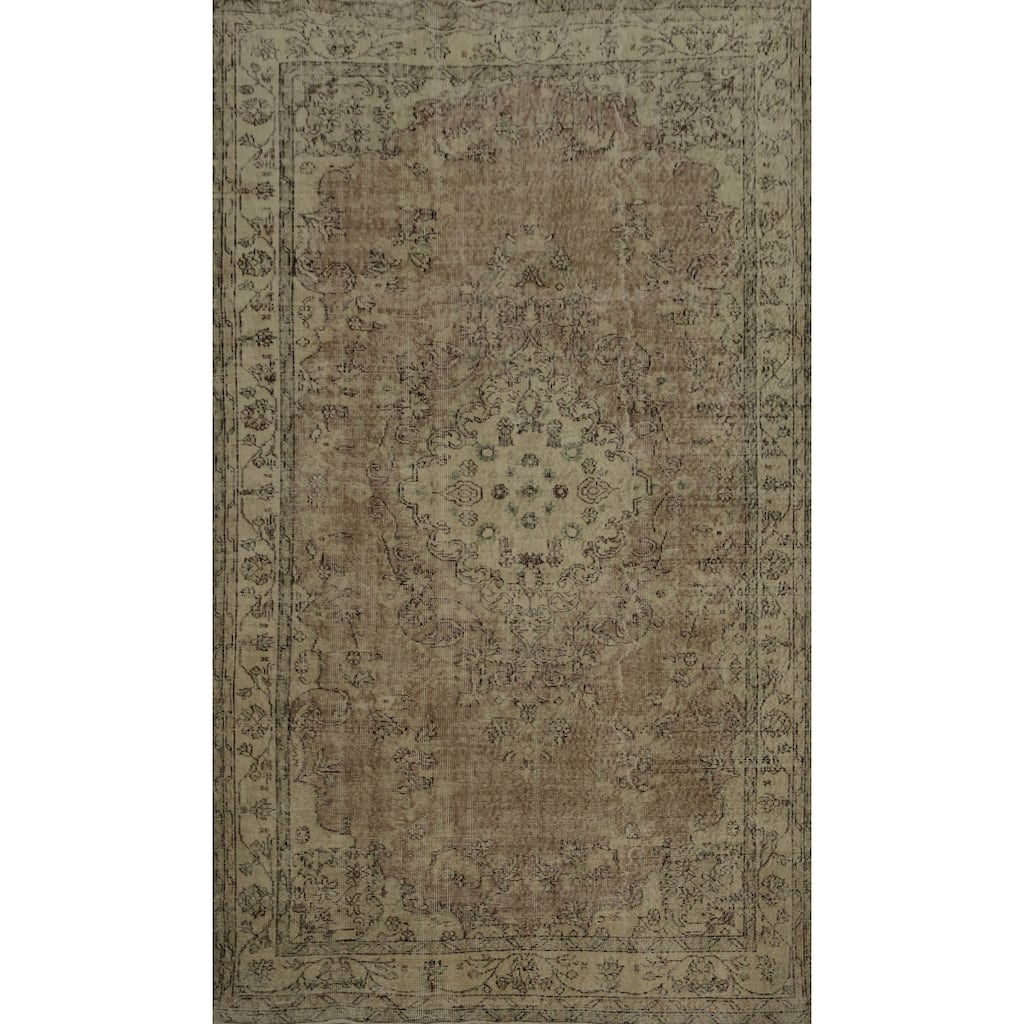 Hand Knotted Oriental 100% Wool Carpet Transitional Medallion Brown Anatolian Area Rug - 8' 8'' X 5' 10''