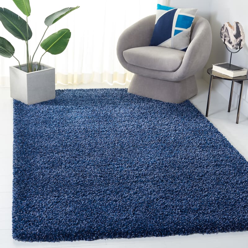 SAFAVIEH Santa Monica Shag Einara 2-inch Thick Area Rug - 3' x 5' - Navy - Rectangle