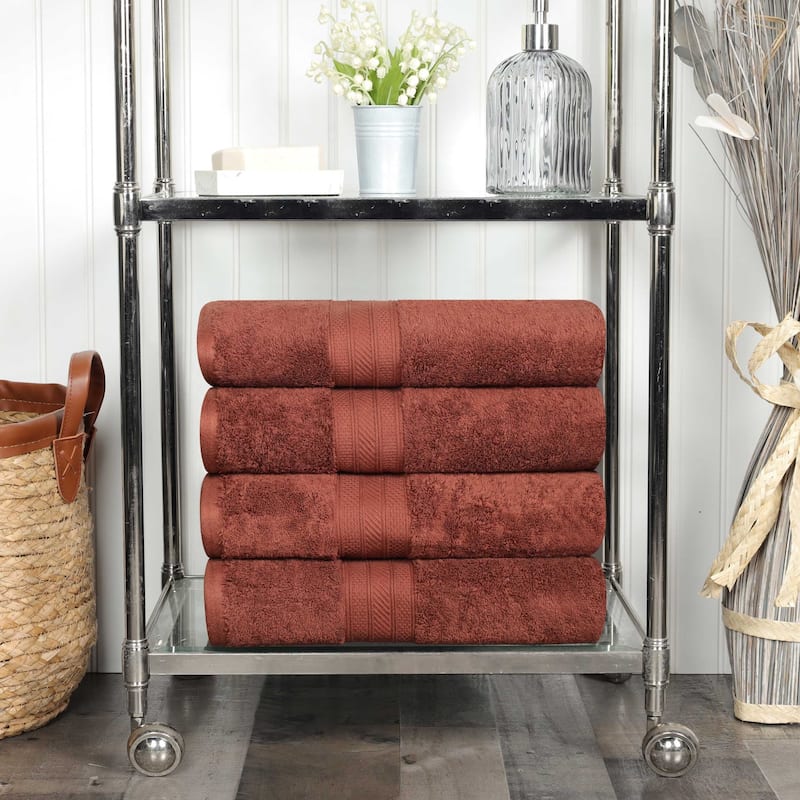 Superior Cotton Solid Highly-Absorbent Bath Towel - (Set of 4) - Hot Chocolate