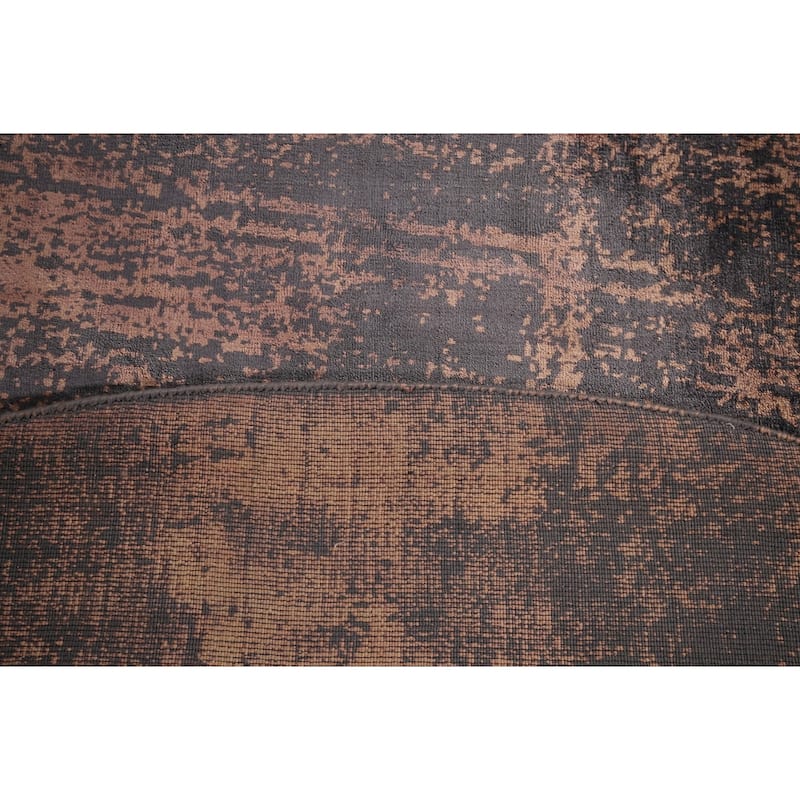 Abstract Indian Round Rug Hand-Knotted Wool Carpet - 9'2"x 9'2"
