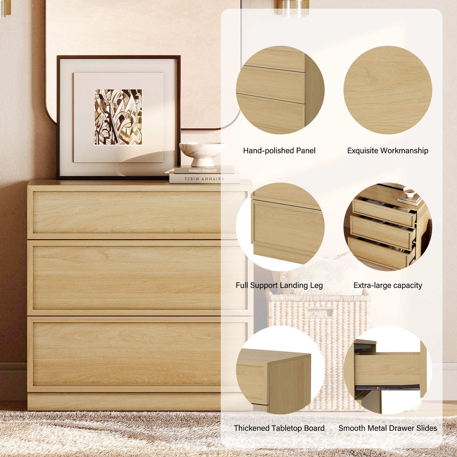 WAMPAT 72" Tall Bookshelf with 3 Drawers and Book Shelves, Library Bookcase with Storage Cabinet and Glass Display Shelves