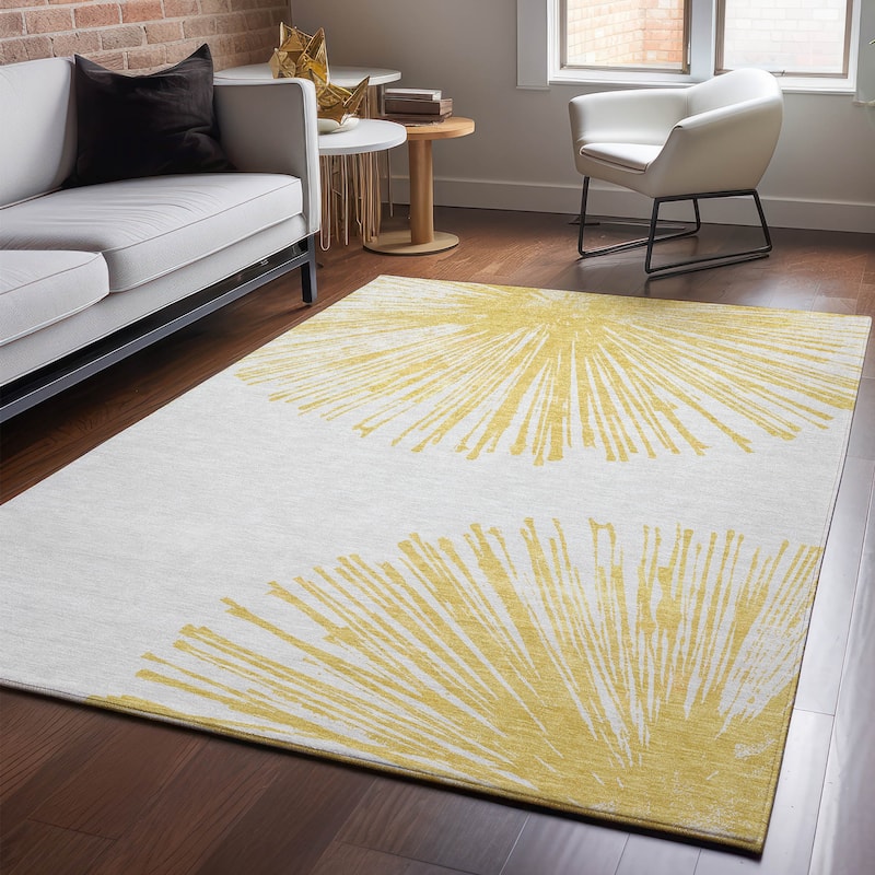 Premium Washable Super Soft Abstract Blast Mayfield Rug - Gold - 10' x 14' - Rectangle