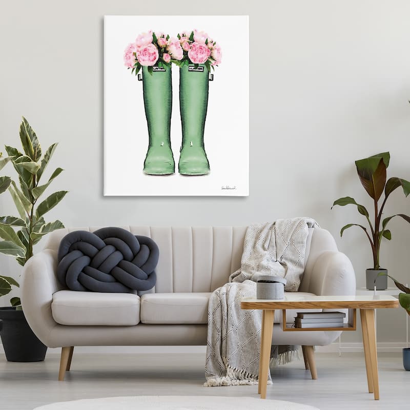 Stupell Country Boots with Peonies Canvas Wall Art Design By Amanda Greenwood