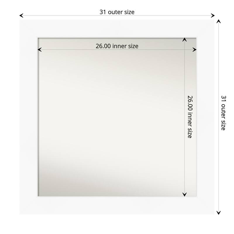 Non-Beveled Bathroom Wall Mirror - Cabinet White Frame - 31 x 31 in - Cabinet White