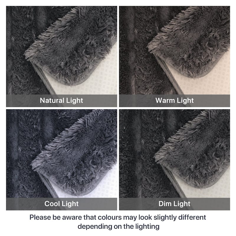 Mcow Solid Collection Grey Shaggy High-Pile Plush Area Rug