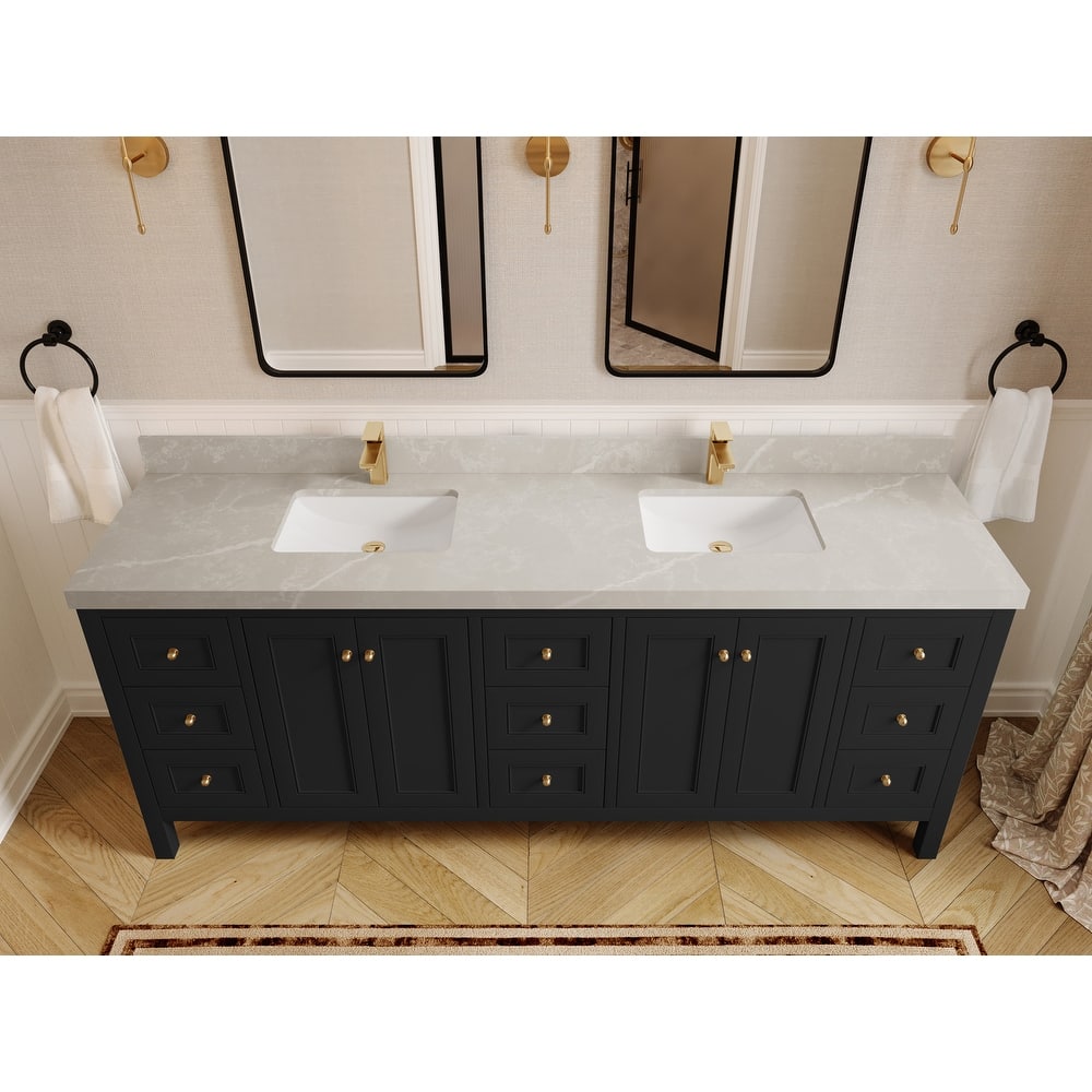 Willow Collections 84 in. W x 22 in. D Nashville Double Bowl Sink Bathroom Vanity with Countertop