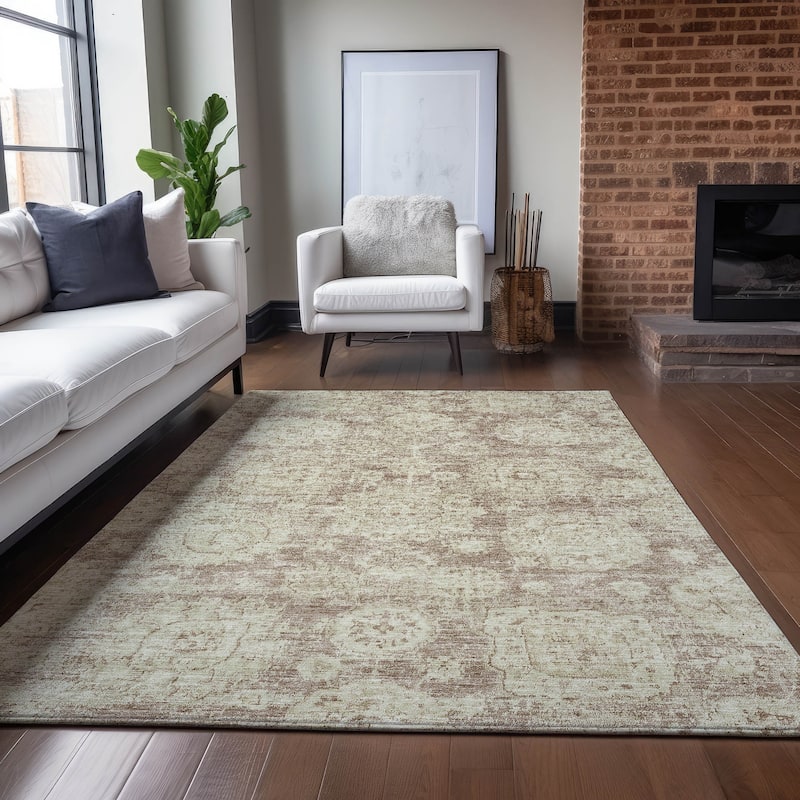 Machine Washable Indoor/ Outdoor Chantille Persian Vintage Rug - Mocha - 2'6" x 3'10"