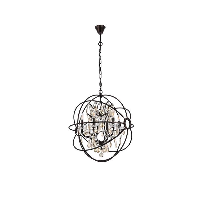 Royce Edge 6 light Dark Bronze Chandelier - dark bronze royal cut golden teak (smoky) crystals