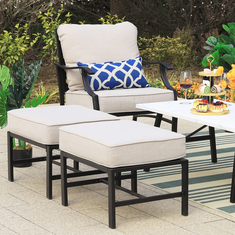 MAISON ARTS Patio Conversation Sets 5/7/9-Seat, Sofa Set with 2 Single Sofa Chairs, 3-Seater Sofa, Ottoman and Coffee Table