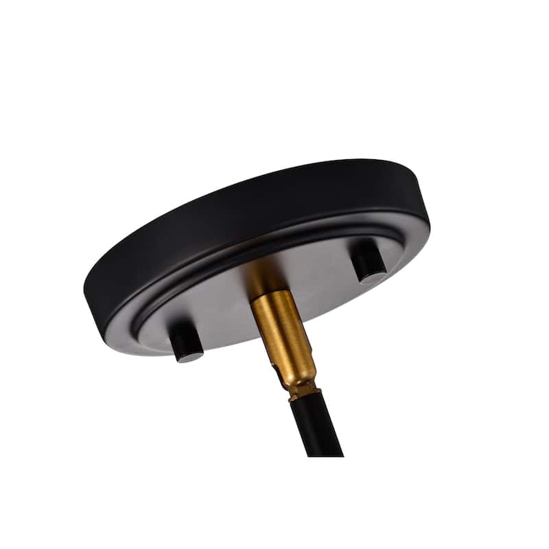 Black and Antique Gold 1-Light Mini Pendant with Clear Cylindrical Glass Shade