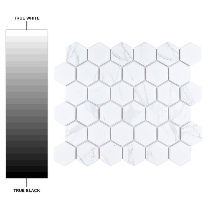 Merola Tile Carrione 2" Hex Matte Carrara 11-1/8" x 12-5/8" Porcelain Mosaic Floor and Wall Tile