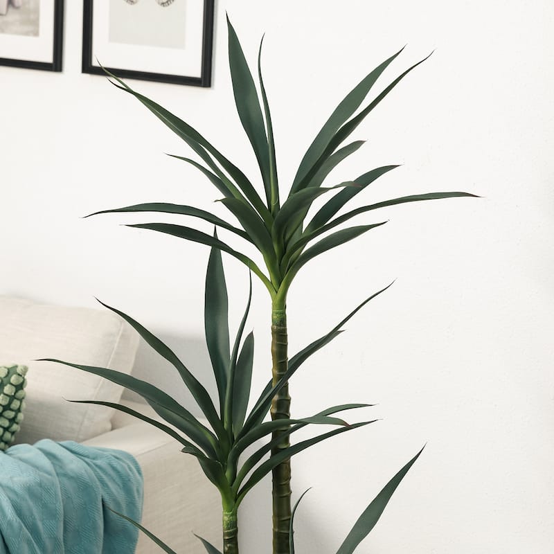Glitzhome 4.25ft. Artificial Dracaena Faux Tequila Plants in Pot - 20.00"W X 18.00"D X51.25"H